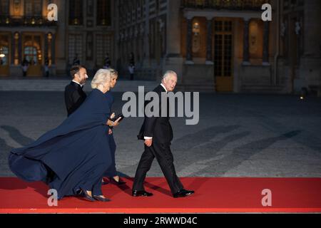 Versailles, Francia. 20 settembre 2023. Cena di stato in onore del re Carlo III e della regina Camilla, Francois Loock/Alamy Foto Stock