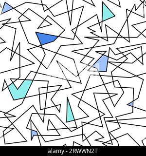 Stampa geometrica artistica. Design grafico con motivi di moda. Linee geometriche moderne e caotiche texture vettoriale senza cuciture. Design alla moda in stile mondriano. Illustrazione Vettoriale