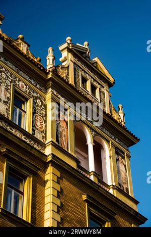 Facciata neorinascimentale a Praga, Repubblica Ceca. . Foto Stock