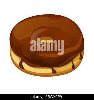 Ciambella vettoriale con glassa al cioccolato. Icona Donut. Dolce dolce. Fast food Illustrazione Vettoriale