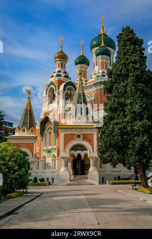 La cattedrale ortodossa russa di San Nicola a Nizza, la più grande cattedrale ortodossa orientale dell'Europa occidentale e un monumento nazionale in Francia Foto Stock