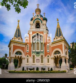 La cattedrale ortodossa russa di San Nicola a Nizza, la più grande cattedrale ortodossa orientale dell'Europa occidentale e un monumento nazionale in Francia Foto Stock