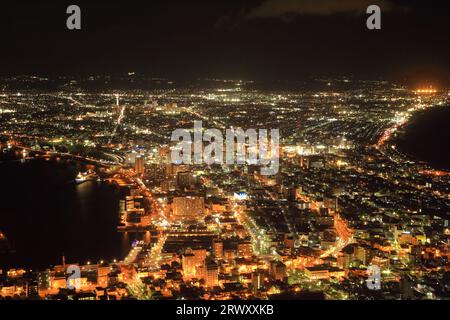 Vista notturna della città di Hakodate Foto Stock