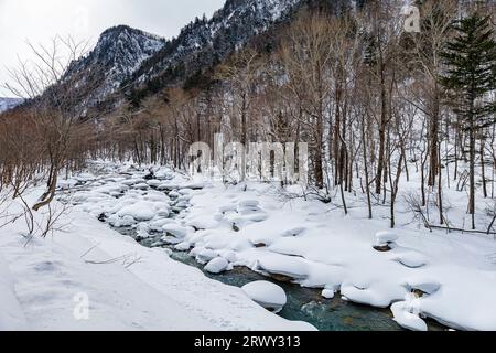 Ishikari gawa a metà inverno Foto Stock