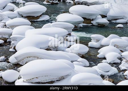 Ishikari gawa a metà inverno Foto Stock