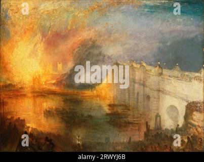 The Burning of the Houses of Lords and Commons, 16 ottobre 1834 - Pittura di J. M. W. Turner Foto Stock