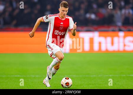 AMSTERDAM, PAESI BASSI - 21 SETTEMBRE: Anton Gaaei (Ajax) durante la UEFA Europa League 2023/2024 - gruppo B partita dell'AFC Ajax e dell'Olympique Marsiglia Foto Stock