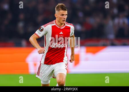 AMSTERDAM, PAESI BASSI - 21 SETTEMBRE: Anton Gaaei (Ajax) durante la UEFA Europa League 2023/2024 - gruppo B partita dell'AFC Ajax e dell'Olympique Marsiglia Foto Stock