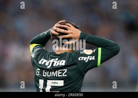 Porto Alegre, Brasile. 21 settembre 2023. Gustavo Gomez di Palmeiras, durante la partita tra Gremio e Palmeiras, per la serie A brasiliana 2023, all'Arena do Gremio Stadium, a Porto Alegre il 21 settembre. Foto: Liamara polli/DiaEsportivo/Alamy Live News Credit: DiaEsportivo/Alamy Live News Foto Stock