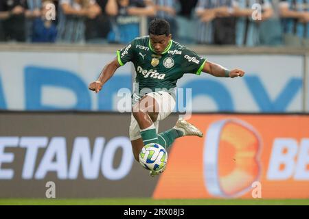 Porto Alegre, Brasile. 21 settembre 2023. Endrick di Palmeiras, durante la partita tra Gremio e Palmeiras, per la serie A brasiliana 2023, all'Arena do Gremio Stadium, a Porto Alegre il 21 settembre. Foto: Liamara polli/DiaEsportivo/Alamy Live News Credit: DiaEsportivo/Alamy Live News Foto Stock