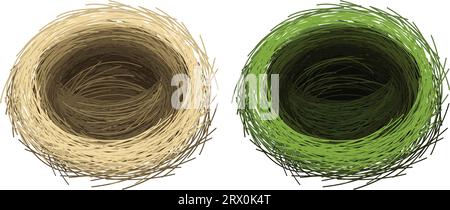 Schema di illustrazione vettoriale modificabile a livelli del nido di uccello vuoto, che può essere utilizzato come materiale. Illustrazione Vettoriale