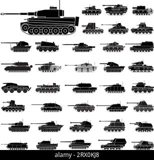 Illustrazione vettoriale stratificata di carri armati tedeschi che saranno utilizzati nella seconda guerra mondiale Illustrazione Vettoriale