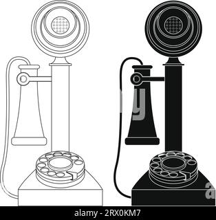 Illustrazione vettoriale modificabile a più livelli del vecchio telefono. Illustrazione Vettoriale
