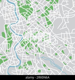 Mappa a strati di illustrazione vettoriale di Roma. Illustrazione Vettoriale