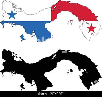 Mappa vettoriale a strati modificabile di Panama City, Panama, che contiene linee e forme colorate per terre, strade, fiumi e parchi. Illustrazione Vettoriale