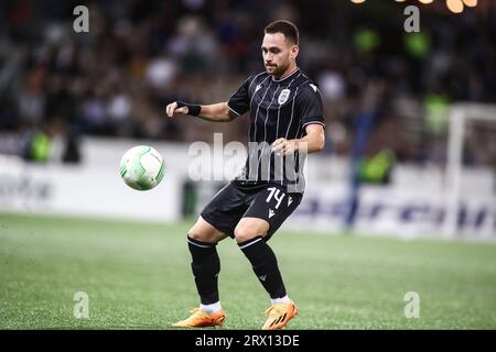 Helsinki, Finlandia. 21 settembre 2023. Andrija Zivkovic di PAOK in azione durante un match tra Helsinki e PAOK. Europa Conference League a gironi partita tra HJK Helsinki e PAOK FC. La partita è finita 2-3. (Immagine di credito: © Giannis Papanikos/ZUMA Press Wire) SOLO USO EDITORIALE! Non per USO commerciale! Foto Stock