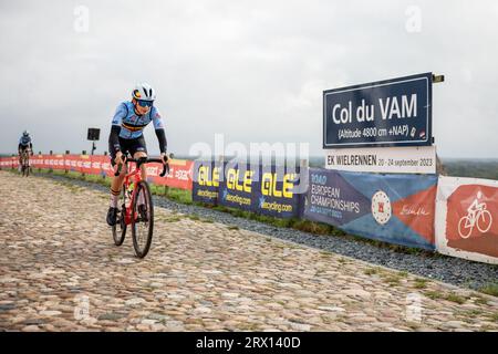 Wijster, Paesi Bassi. 22 settembre 2023. Belga Marieke Meert nella foto durante il giro di allenamento, il terzo giorno dei Campionati europei UEC su strada a Wijster, Paesi Bassi, venerdì 22 settembre 2023. I campionati europei di ciclismo si svolgono dal 20 al 24 settembre. BELGA PHOTO DAVID PINTENS Credit: Belga News Agency/Alamy Live News Foto Stock