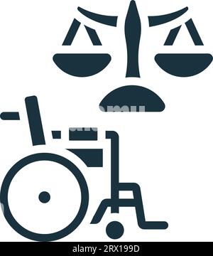 Icona dei diritti di invalidità. Semplice segno monocromatico da cause sociali e raccolta di attivismo. Icona dei diritti di invalidità per logo, modelli, Web design e. Illustrazione Vettoriale