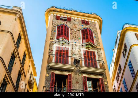 Edifici residenziali nel centro storico di Palma a Maiorca, Spagna Foto Stock