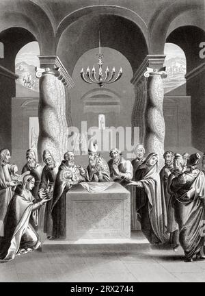 La purificazione del bambino Gesù. Illustrazione per la vita di nostro Signore Gesù Cristo scritta dai quattro evangelisti, 1853 Foto Stock