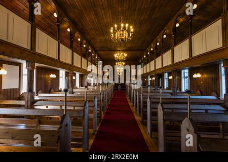 All'interno della vecchia chiesa del Museo Sisimiut, situato nella colorata cittadina danese di Sisimiut, nella Groenlandia occidentale e nelle regioni polari Foto Stock