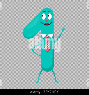 Una simpatica figura colorata sotto forma di personaggi cartoni animati per bambini isolati. Primo vettore Illustrazione simbolo matematico per bambini, sorridendo ti Illustrazione Vettoriale