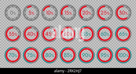 Imposta la raccolta digitale di grafici infografici isolati su sfondo trasparente illustrazione vettoriale. 0 5 10 15 20 25 30 35 40 45 50 55 60 65 70 75 80 Illustrazione Vettoriale