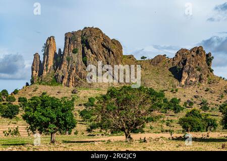 Paesaggio lunare, Rhumsiki, montagne Mandara, provincia dell'estremo nord, Camerun, Africa Foto Stock