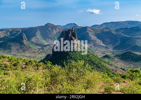 Paesaggio lunare, Rhumsiki, montagne Mandara, provincia dell'estremo nord, Camerun, Africa Foto Stock