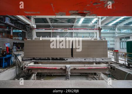 Nuovi materiali edili sulla linea di produzione - pannelli di partizione leggeri, Cina settentrionale Foto Stock