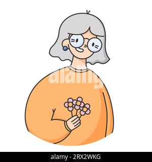 Avatar di anziana donna isolata Illustrazione Vettoriale