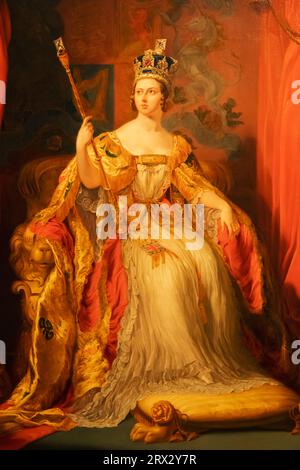 England, London, Coronation Portrait of Queen Victoria (1819-1901) di George Hayter datato 1863, basato su un Ritratto del 1838 Foto Stock