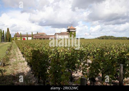 Bordeaux, Francia. 22 settembre 2023. Vista del castello Smith Haut Lafitte, un Grand Cru classé de Graves, venerdì 22 settembre 2023 a Martillac, fuori Bordeaux, Francia sud-occidentale. Foto di Bob Edme/Pool/ABACAPRESS.COM credito: Abaca Press/Alamy Live News Foto Stock