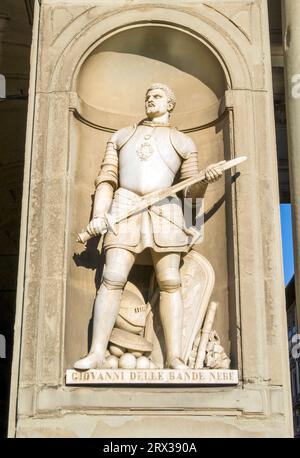 Statua di Giovanni dalle Bande Nere, Uffizi, Firenze (Firenze), il Sito Patrimonio Mondiale dell'UNESCO, Toscana, Italia, Europa Foto Stock