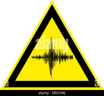 Segno di rumore elevato e vibrazione acustica, triangolo giallo vettoriale Illustrazione Vettoriale