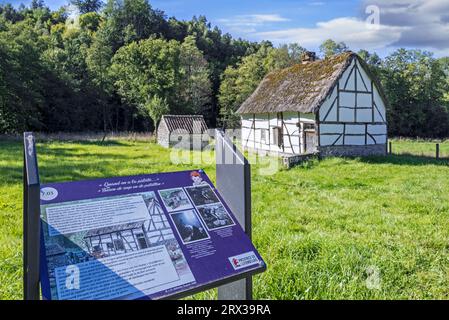 Cottage del XIX secolo a Domaine du Fourneau Saint-Michel, museo all'aperto della vita rurale vallone a Saint-Hubert, Lussemburgo, Ardenne belghe, Belgio Foto Stock