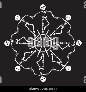 Stravagante mandala scheletrico per le celebrazioni natalizie Illustrazione Vettoriale