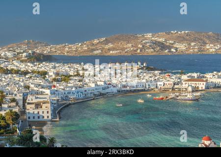 La città di Mykonos in Grecia Foto Stock
