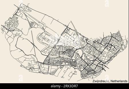 Strade cartina stradale di ZWIJNDRECHT, PAESI BASSI Illustrazione Vettoriale