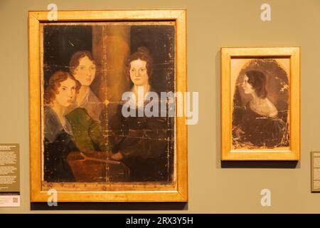Inghilterra, Londra, National Portrait Gallery, ritratti delle sorelle Bronte (Anne, Emily e Charlotte Bronte) di Patrick Branwell Bronte datati circa Foto Stock