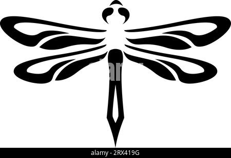 Tatuaggio Dragonfly , illustrazione, vettore su sfondo bianco. Illustrazione Vettoriale