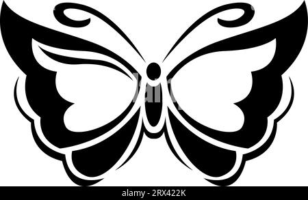 Grazioso tatuaggio a farfalla, illustrazione del tatuaggio, vettore su sfondo bianco. Illustrazione Vettoriale