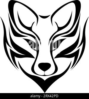 Tatuaggio a testa di volpe, illustrazione del tatuaggio, vettore su sfondo bianco. Illustrazione Vettoriale