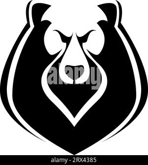 Tatuaggio dell'orso arrabbiato, illustrazione del tatuaggio, vettore su sfondo bianco. Illustrazione Vettoriale