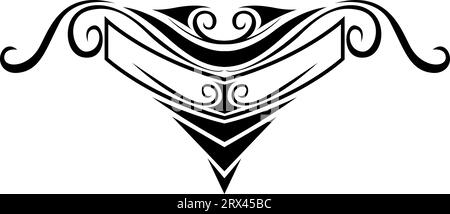 Tatuaggio con ornamento nero, illustrazione del tatuaggio, vettoriale su sfondo bianco. Illustrazione Vettoriale