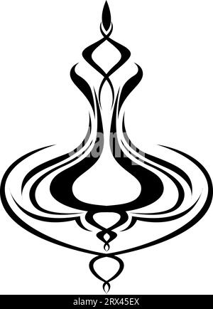 Grande tatuaggio nero, illustrazione tatuaggio, vettore su sfondo bianco. Illustrazione Vettoriale