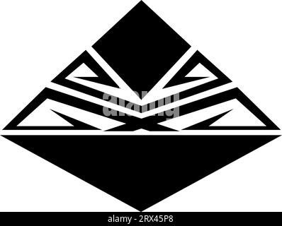 Tatuaggio a piramide nera, illustrazione del tatuaggio, vettore su sfondo bianco. Illustrazione Vettoriale