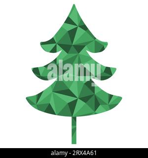 Albero di Natale o pino con motivo geometrico, elemento di design per le vacanze invernali, illustrazione vettoriale Illustrazione Vettoriale
