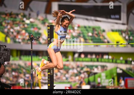 Nicola Olyslagers (AUS) libera un'altezza di 6-6 (2,03 m) per finire secondo nel salto in alto femminile ai campionati Diamond League nella Pre-Class Foto Stock