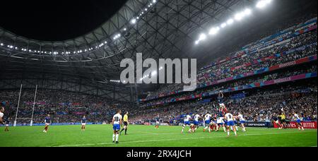 Parigi, Francia. 21 settembre 2023. Vista generale atmosfera illustrazione durante la Rugby union World Cup RWC 2023, Pool A Match tra Francia e Namibia allo Stade Velodrome, Marsiglia, Francia il 21 settembre 2023. Crediti: Victor Joly/Alamy Live News Foto Stock